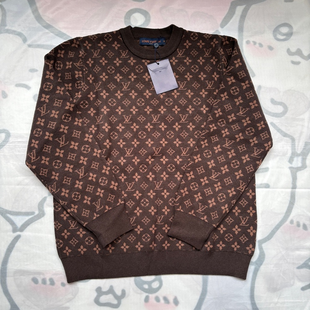 Louis Vuitton Chestnut Brown All-Over Monogram Knit Sweater